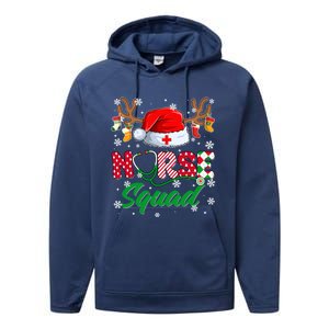 Nurse Squad Christmas Xmas Reindeer Santa Rn Cna Icu Scurb Cute Gift Performance Fleece Hoodie