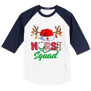 Nurse Squad Christmas Xmas Reindeer Santa Rn Cna Icu Scurb Cute Gift Baseball Sleeve Shirt