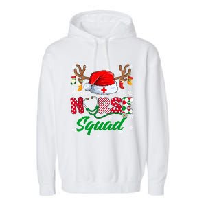 Nurse Squad Christmas Xmas Reindeer Santa Rn Cna Icu Scurb Cute Gift Garment-Dyed Fleece Hoodie