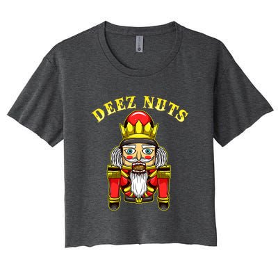 Nutcracker Squad Christmas Pajama Deez Nuts Funny Holiday Women's Crop Top Tee