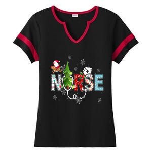 Nurse Stethoscope Christmas Tree Ornats Decor Gift Cute Gift Ladies Halftime Notch Neck Tee