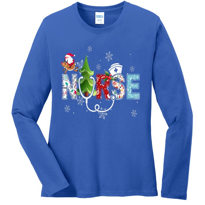 Nurse Stethoscope Christmas Tree Ornats Decor Gift Cute Gift Ladies Long Sleeve Shirt