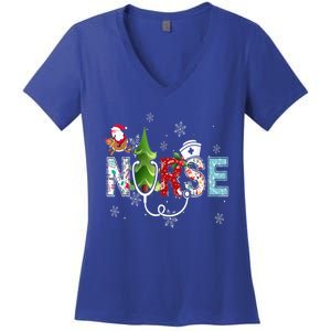 Nurse Stethoscope Christmas Tree Ornats Decor Gift Cute Gift Women's V-Neck T-Shirt