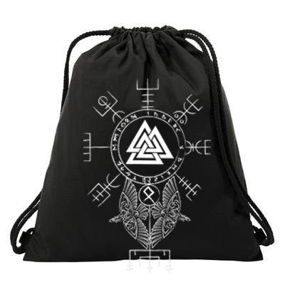 Norse Symbol Celtic Compass Vegvisir Viking Valknut Drawstring Bag