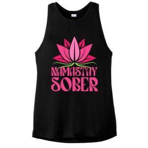 Namastay Sober Celebrate Sobriety Yoga Namaste Lotus Meme Cool Gift Ladies PosiCharge Tri-Blend Wicking Tank