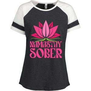 Namastay Sober Celebrate Sobriety Yoga Namaste Lotus Meme Cool Gift Enza Ladies Jersey Colorblock Tee