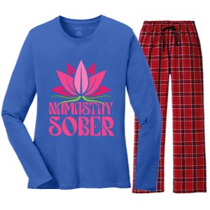 Namastay Sober Celebrate Sobriety Yoga Namaste Lotus Meme Cool Gift Women's Long Sleeve Flannel Pajama Set 