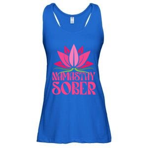 Namastay Sober Celebrate Sobriety Yoga Namaste Lotus Meme Cool Gift Ladies Essential Flowy Tank