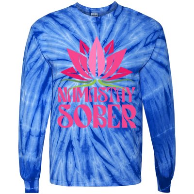 Namastay Sober Celebrate Sobriety Yoga Namaste Lotus Meme Cool Gift Tie-Dye Long Sleeve Shirt