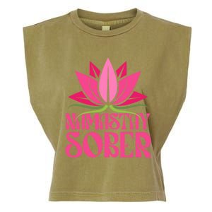 Namastay Sober Celebrate Sobriety Yoga Namaste Lotus Meme Cool Gift Garment-Dyed Women's Muscle Tee