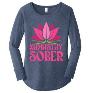 Namastay Sober Celebrate Sobriety Yoga Namaste Lotus Meme Cool Gift Women's Perfect Tri Tunic Long Sleeve Shirt