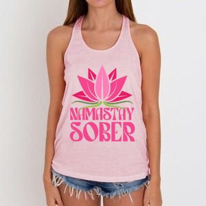 Namastay Sober Celebrate Sobriety Yoga Namaste Lotus Meme Cool Gift Women's Knotted Racerback Tank