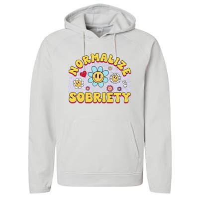 Normalize Sobriety Clean Sober Recovery Gift 12 Steps Addict Performance Fleece Hoodie