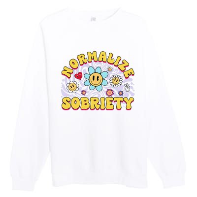 Normalize Sobriety Clean Sober Recovery Gift 12 Steps Addict Premium Crewneck Sweatshirt