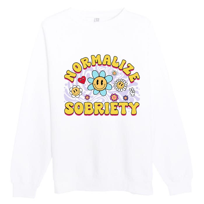 Normalize Sobriety Clean Sober Recovery Gift 12 Steps Addict Premium Crewneck Sweatshirt