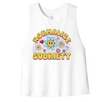 Normalize Sobriety Clean Sober Recovery Gift 12 Steps Addict Women's Racerback Cropped Tank