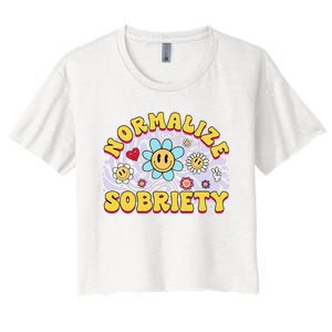 Normalize Sobriety Clean Sober Recovery Gift 12 Steps Addict Women's Crop Top Tee