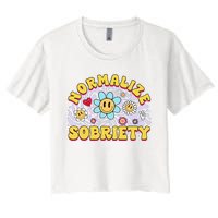 Normalize Sobriety Clean Sober Recovery Gift 12 Steps Addict Women's Crop Top Tee