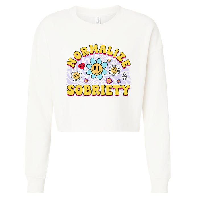 Normalize Sobriety Clean Sober Recovery Gift 12 Steps Addict Cropped Pullover Crew