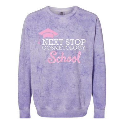 Next Stop Cosmetology School Future Cosmetologist Colorblast Crewneck Sweatshirt