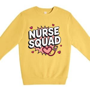 Nurse Squad Cute Stethoscope Heart Medical Team Matching Premium Crewneck Sweatshirt