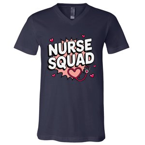 Nurse Squad Cute Stethoscope Heart Medical Team Matching V-Neck T-Shirt