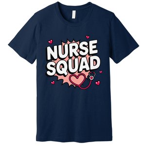 Nurse Squad Cute Stethoscope Heart Medical Team Matching Premium T-Shirt