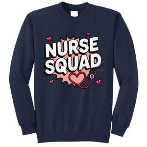 Nurse Squad Cute Stethoscope Heart Medical Team Matching Tall Sweatshirt