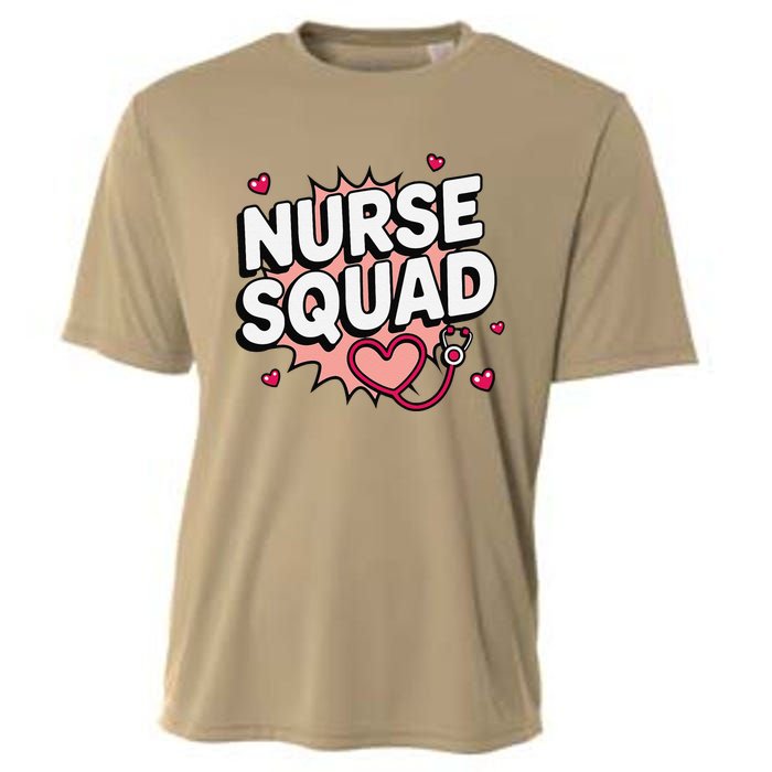 Nurse Squad Cute Stethoscope Heart Medical Team Matching Cooling Performance Crew T-Shirt