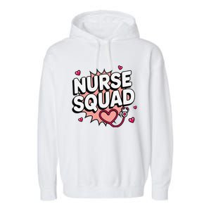 Nurse Squad Cute Stethoscope Heart Medical Team Matching Garment-Dyed Fleece Hoodie