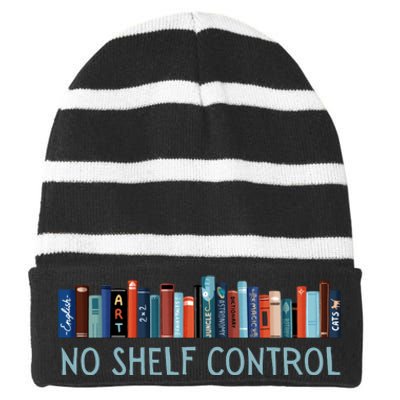 No Shelf Control Books Striped Beanie with Solid Band