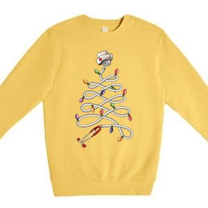 Nurse Stethoscope Christmas Tree Ornat Lights Funny Gift Premium Crewneck Sweatshirt