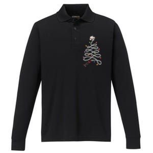 Nurse Stethoscope Christmas Tree Ornat Lights Funny Gift Performance Long Sleeve Polo