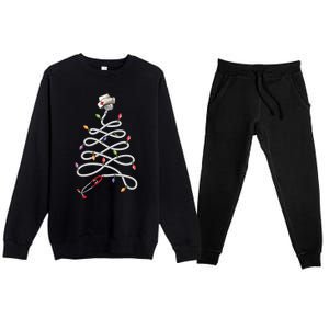 Nurse Stethoscope Christmas Tree Ornat Lights Funny Gift Premium Crewneck Sweatsuit Set