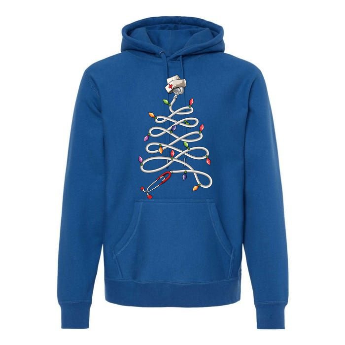 Nurse Stethoscope Christmas Tree Ornat Lights Funny Gift Premium Hoodie