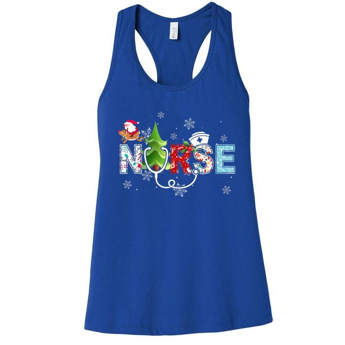 Nurse Stethoscope Christmas Tree Ornats Decor Gift Women's Racerback Tank