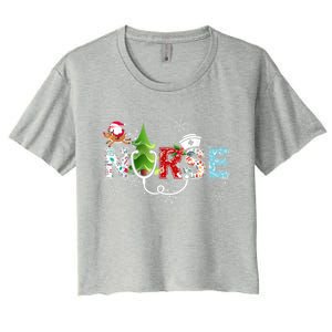 Nurse Stethoscope Christmas Tree Ornats Decor Gift Women's Crop Top Tee