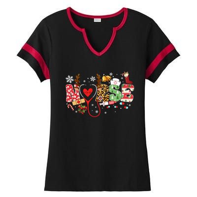 Nurse Stethoscope Christmas Tree Ornats Decor Holiday Gift Ladies Halftime Notch Neck Tee