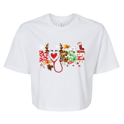 Nurse Stethoscope Christmas Tree Ornats Decor Holiday Gift Bella+Canvas Jersey Crop Tee