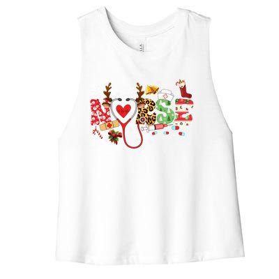 Nurse Stethoscope Christmas Tree Ornats Decor Holiday Gift Women's Racerback Cropped Tank