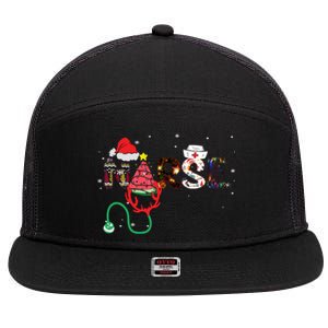 Nurse Stethoscope Christmas Tree Meaningful Gift 7 Panel Mesh Trucker Snapback Hat