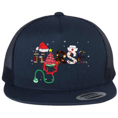 Nurse Stethoscope Christmas Tree Meaningful Gift Flat Bill Trucker Hat