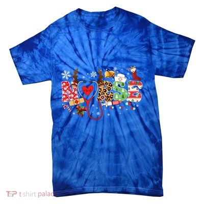 Nurse Stethoscope Christmas Tree Ornats Decor Holiday Gift Tie-Dye T-Shirt