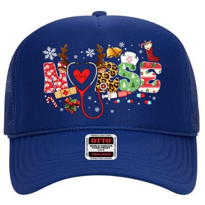 Nurse Stethoscope Christmas Tree Ornats Decor Holiday Gift High Crown Mesh Back Trucker Hat