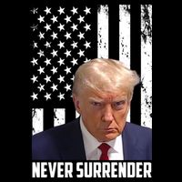Never Surrender Donald Trump American Flag Mugshot Cooling Performance Crew T-Shirt