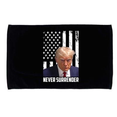 Never Surrender Donald Trump American Flag Mugshot Microfiber Hand Towel