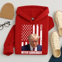 Never Surrender Donald Trump American Flag Mugshot Hoodie