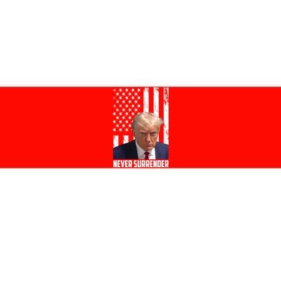 Never Surrender Donald Trump American Flag Mugshot Bumper Sticker