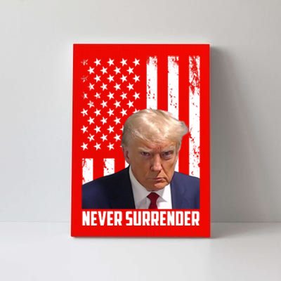 Never Surrender Donald Trump American Flag Mugshot Canvas