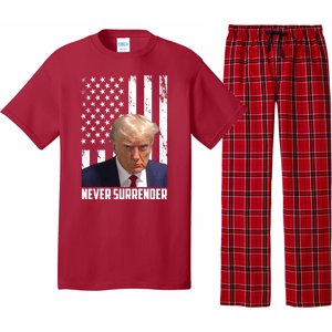 Never Surrender Donald Trump American Flag Mugshot Pajama Set